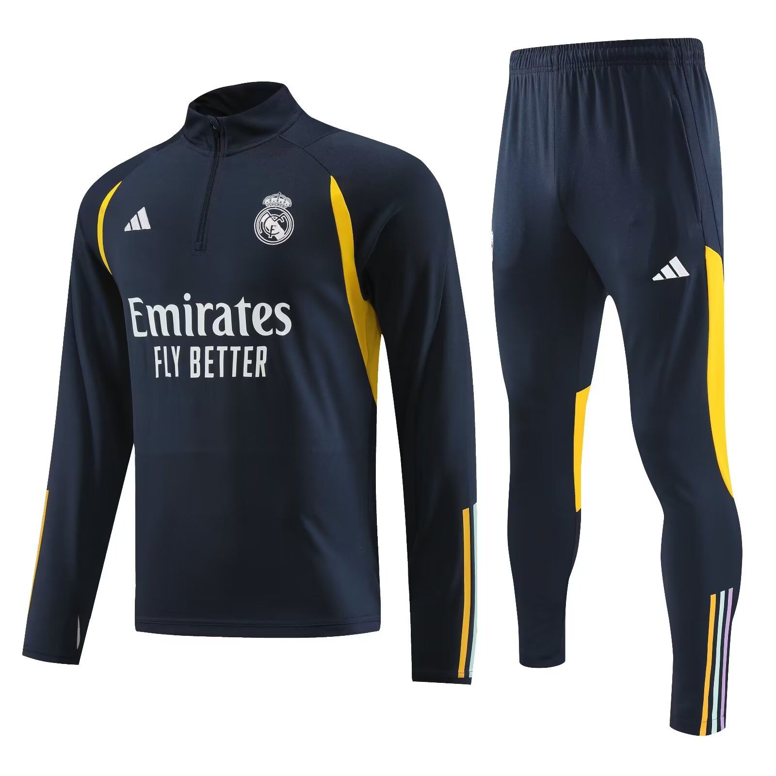 AAA Quality Real Madrid 23/24 Tracksuit - Navy Blue/Yellow
